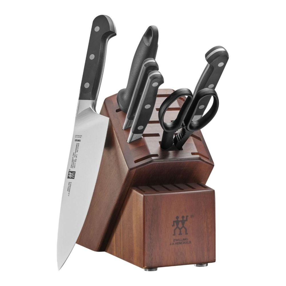 Zwilling J. A. Henckels - PRO Knife Set with Knife Block, 7 Pieces & Bonus  Sharpener