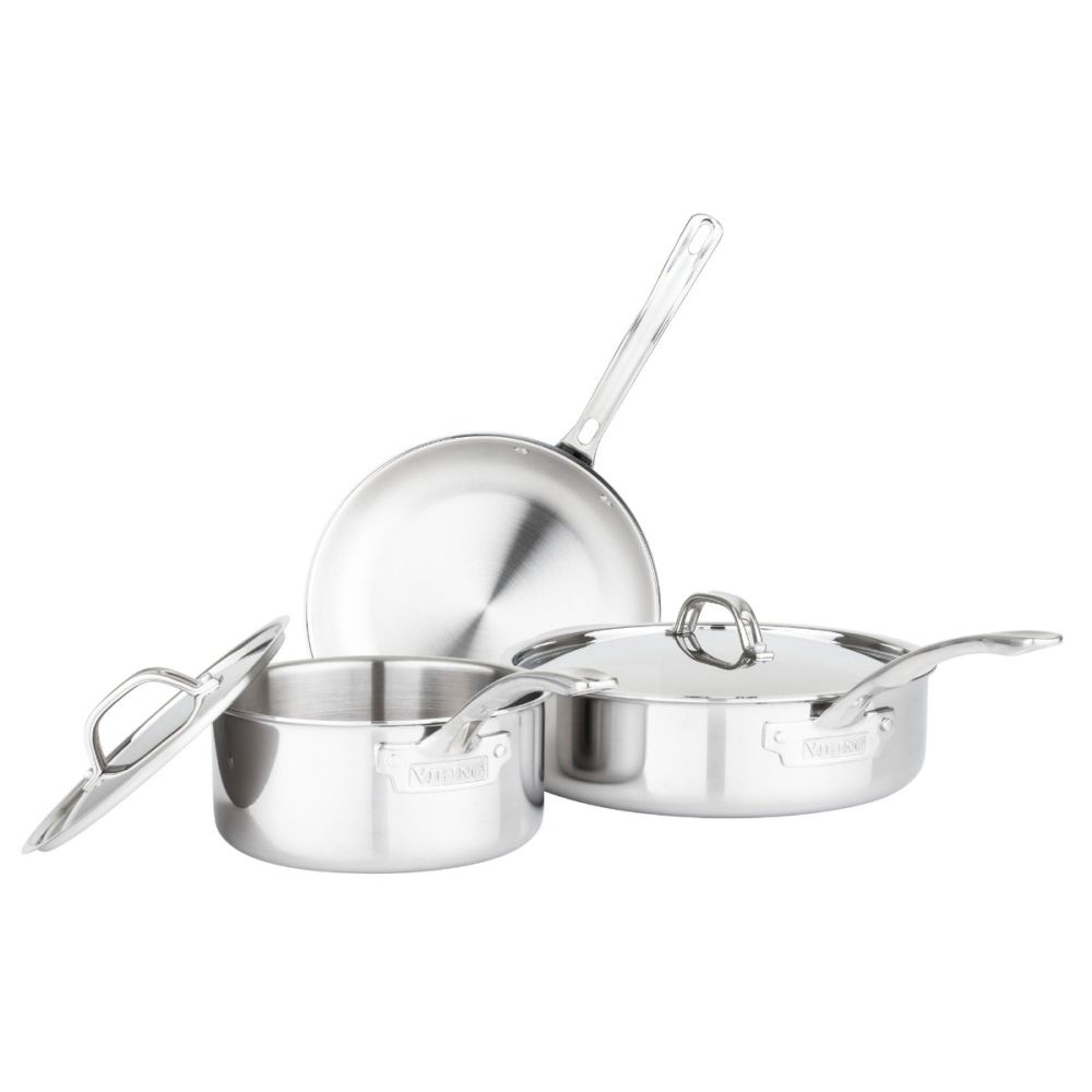 3-Ply Stainless Steel Cookware Set with Metal Lids (5-Piece