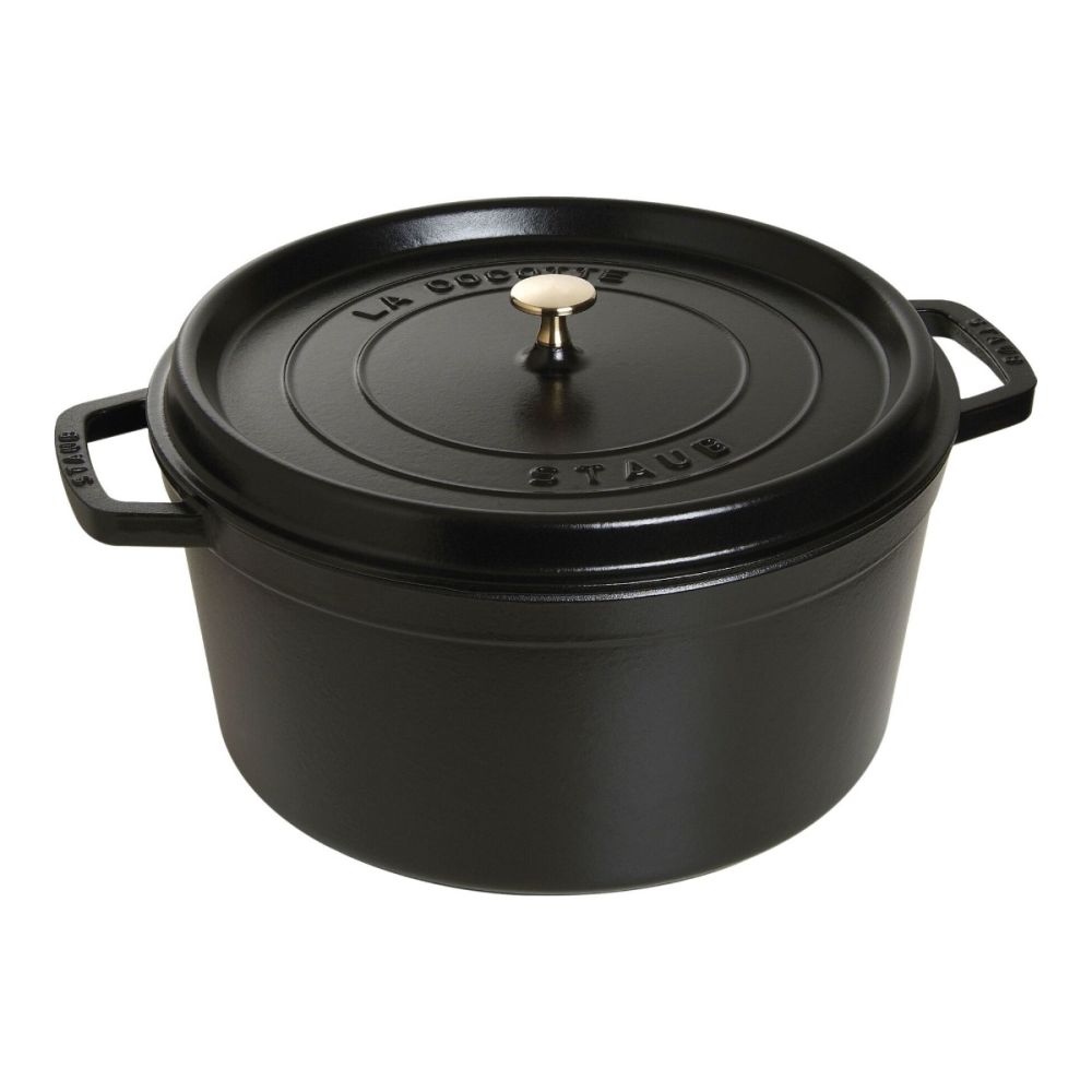 フランス製 LA COCOTTE STAUB 鍋 ストウ ブラック Staub Round Cocotte/Dutch Oven 13.25qt - Black Matte