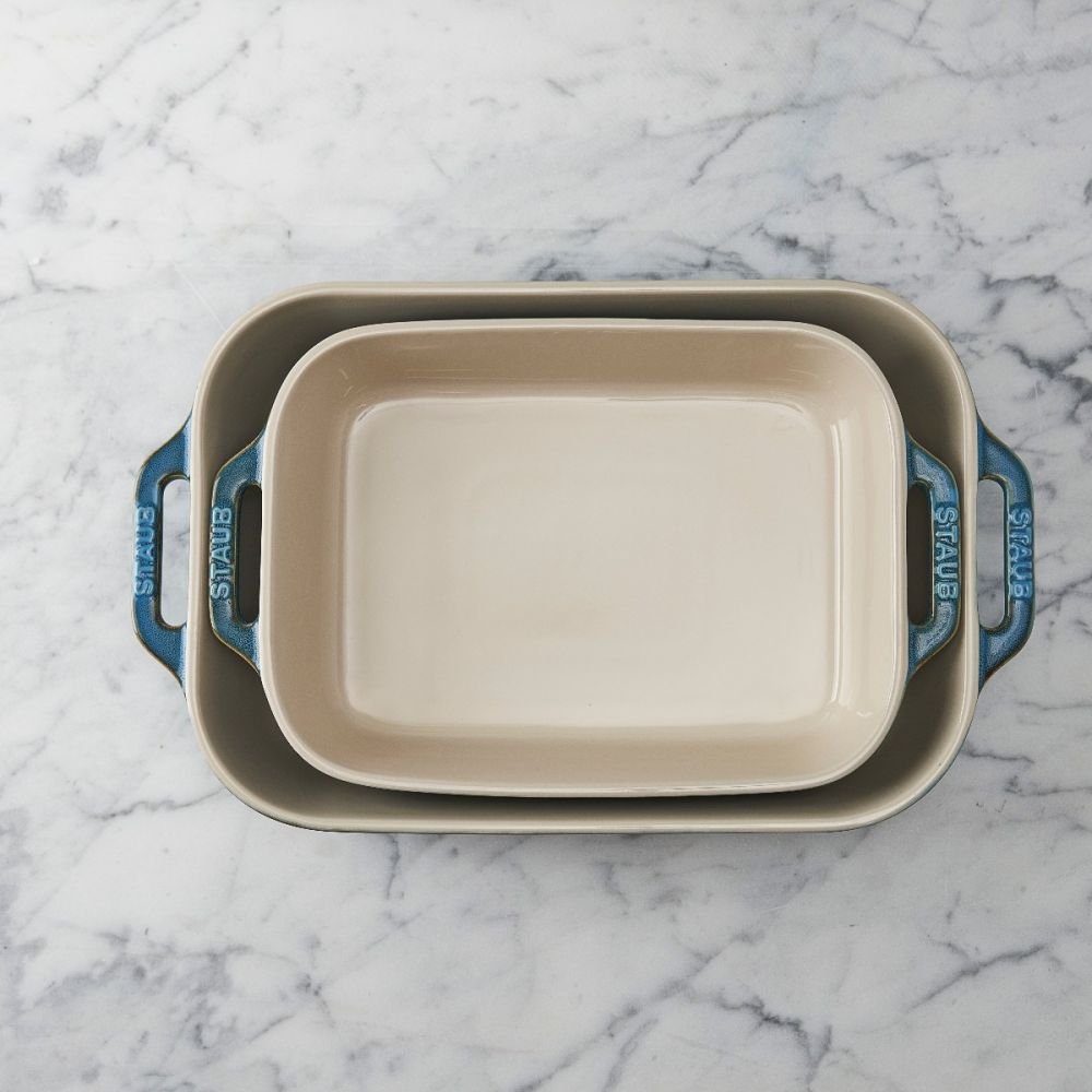 Staub 13 x 9 Rectangular Ceramic Baking Dish - Rustic Turquoise
