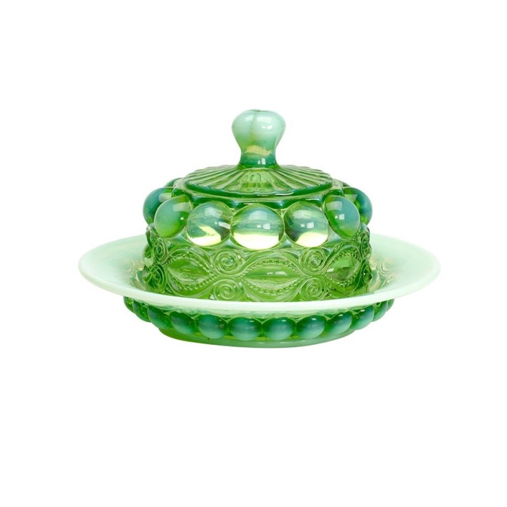 Eye Winker Butter Dish Green Opal Mosser Glass Everything Kitchens