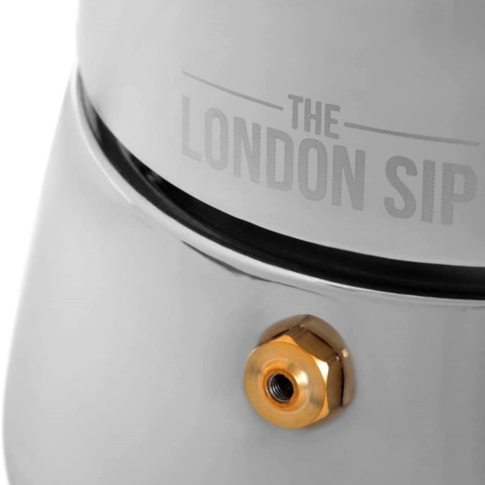 London Sip 6 Cup Stainless Steel Espresso Maker | Silver