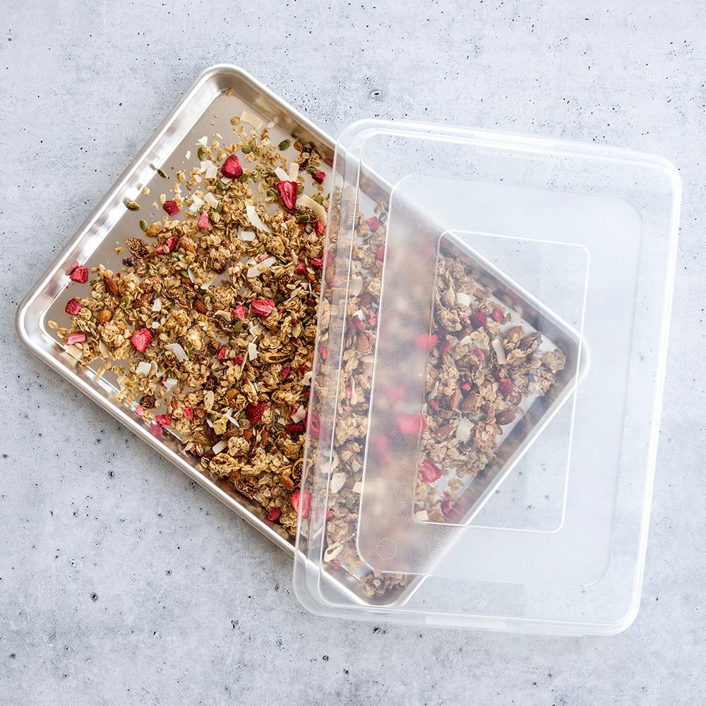 Nordic ware natural aluminum commercial baker's half sheet with lid top