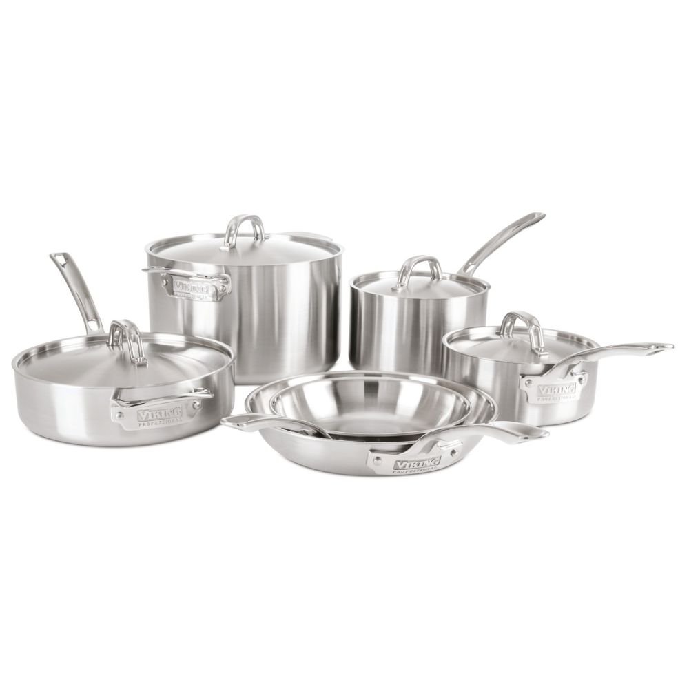 5-Ply Stainless Steel Cookware Set - 10 Piece, Viking