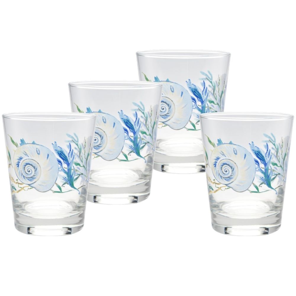 15oz Tapered Double Old Fashion Glasses (Set of 4) (Coastal Shores