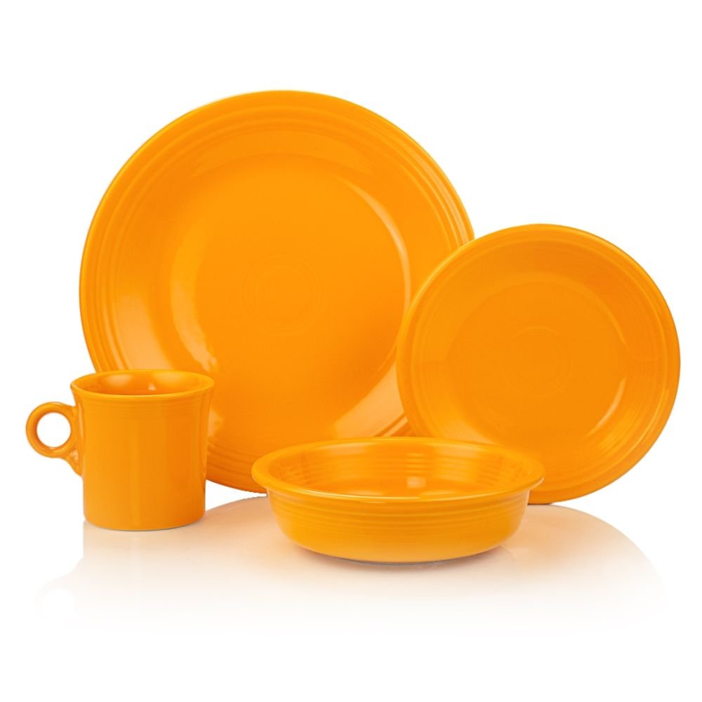 Fiesta Dinnerware Sets 16 Piece Stoneware Plates Dishes Bowls Mug Round Yellow S 