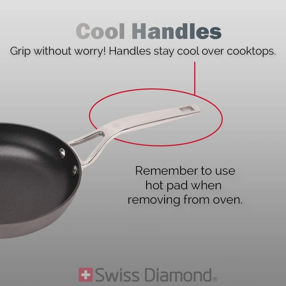 Swiss Diamond Hard Anodised 3 qt Nonstick Saute Pan w/Glass Lid - Induction