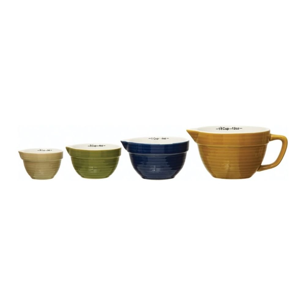 Farmhouse Kitchen White Ceramic Nesting Measuring Cups Set of 4