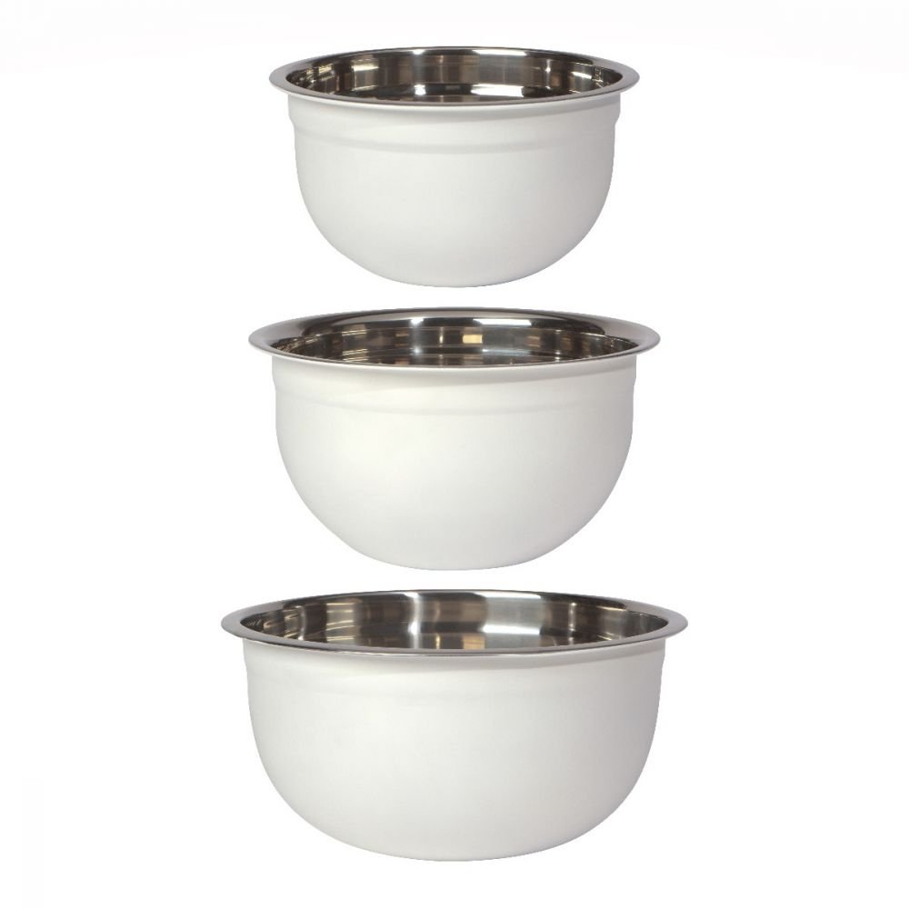 OXO Good Grips 3-Piece White Over Stainless-Steel Mixing Bowl Set