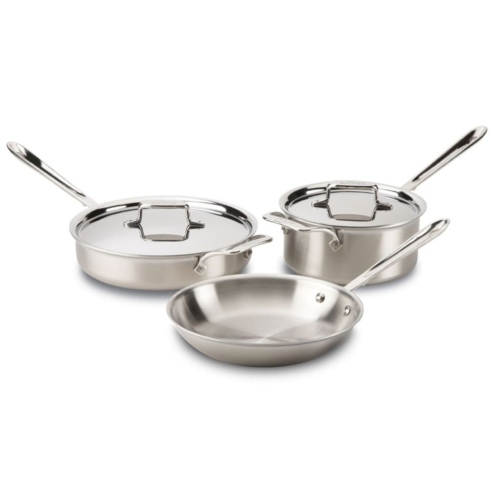 D5 Brushed Stainless Steel 5-Piece Cookware Set, All-Clad