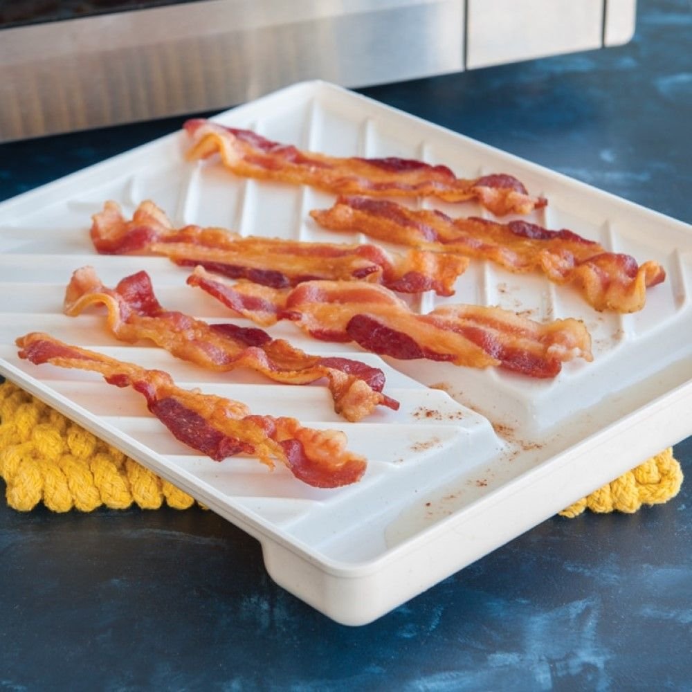 Progressive Microwave Bacon Grill with Cover, White