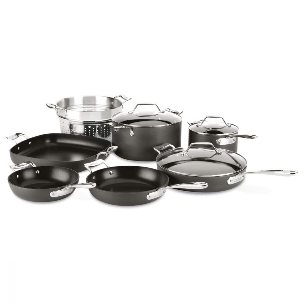 Essentials Nonstick Hard Anodized Cookware Large Fry & Sauce Pan Set, All- Clad