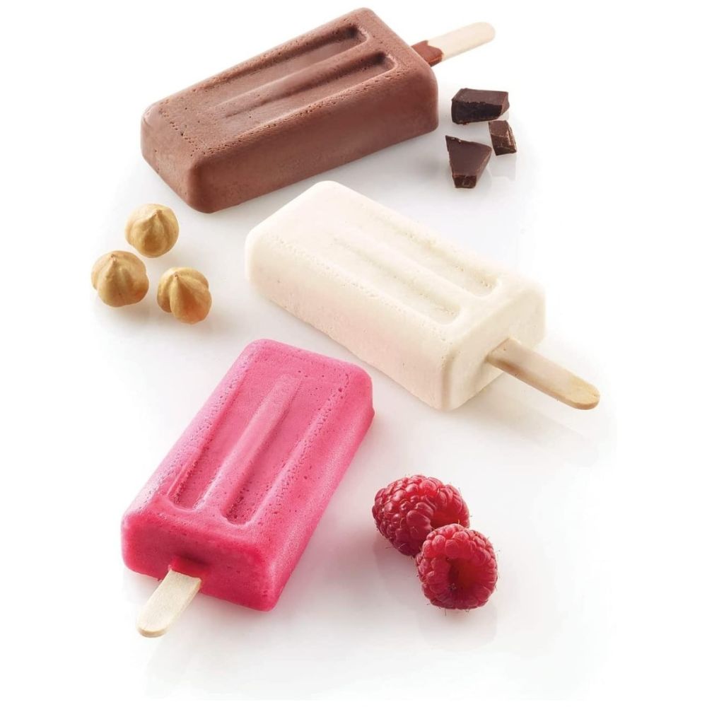 Silikomart Silicone Easy Cream Mini Ice Cream Bar Mold Set, Classic