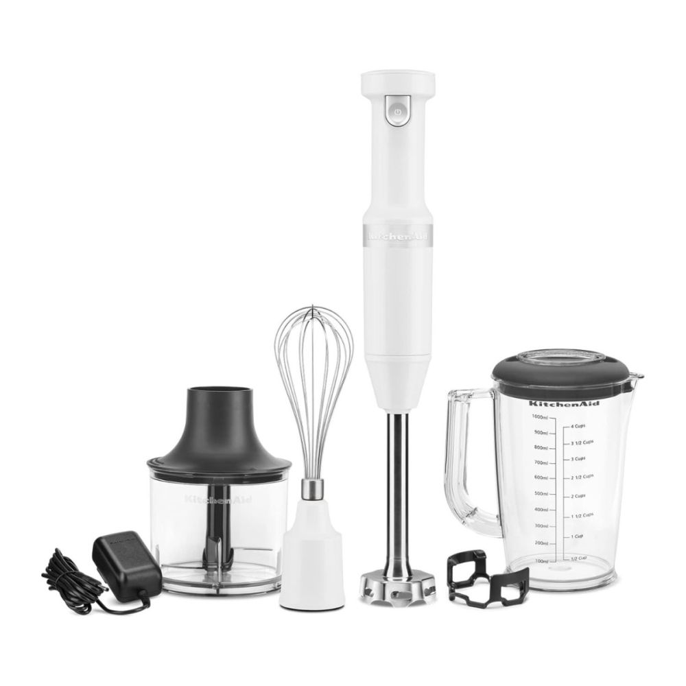 Variable Speed Cordless Hand Blender with Accessories White