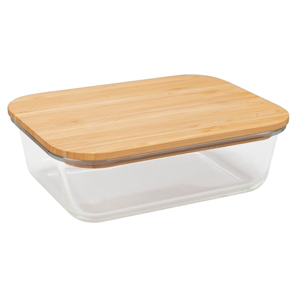 Rectangle Glass Containers with Bamboo Lid