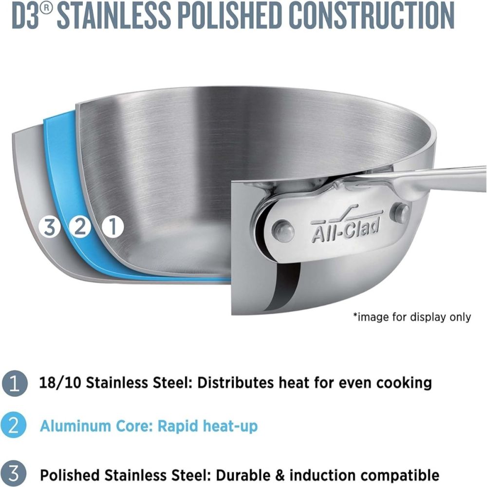 D3 Stainless Steel 3-Quart Universal Pan With Lid All-Clad