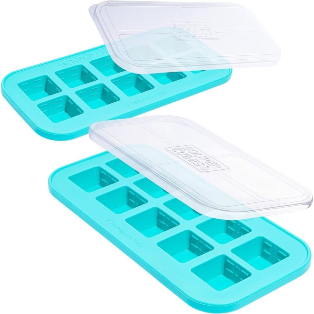 Souper Cubes 1-Cup Extra-Large Silicone Freezing Tray with Lid - 2 Pack - Makes