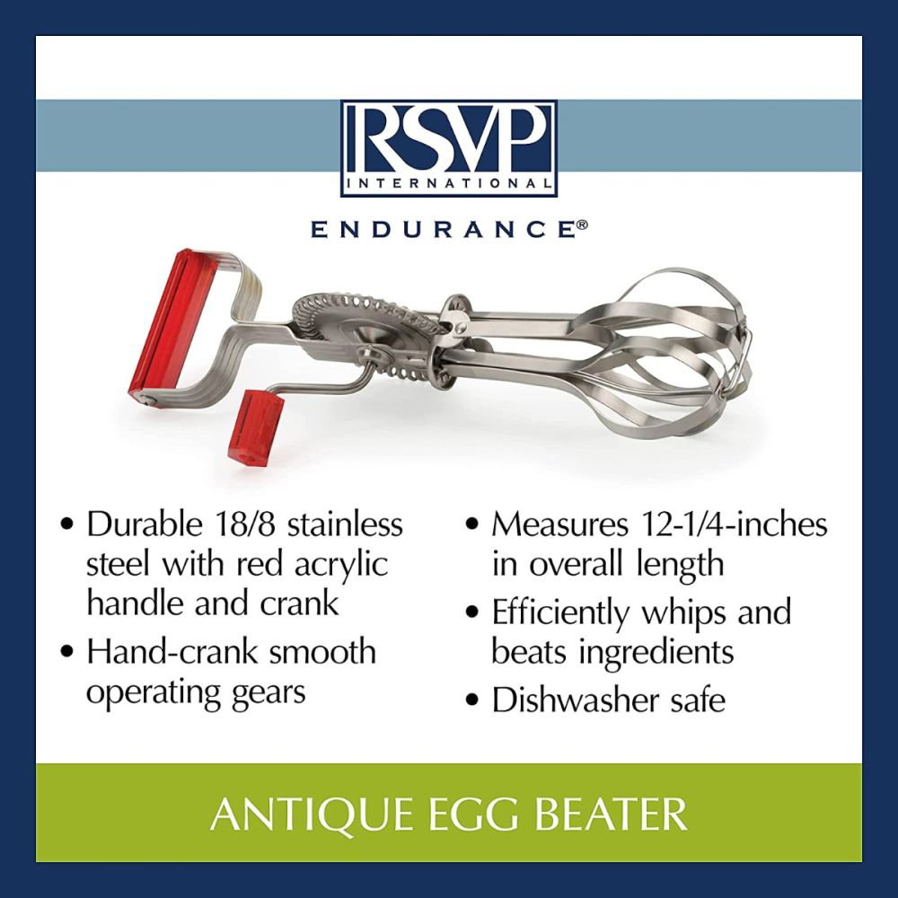 Vintage Egg Beater Manual Crank Hand Mixer Blender Whipper Stainless Steel  USA
