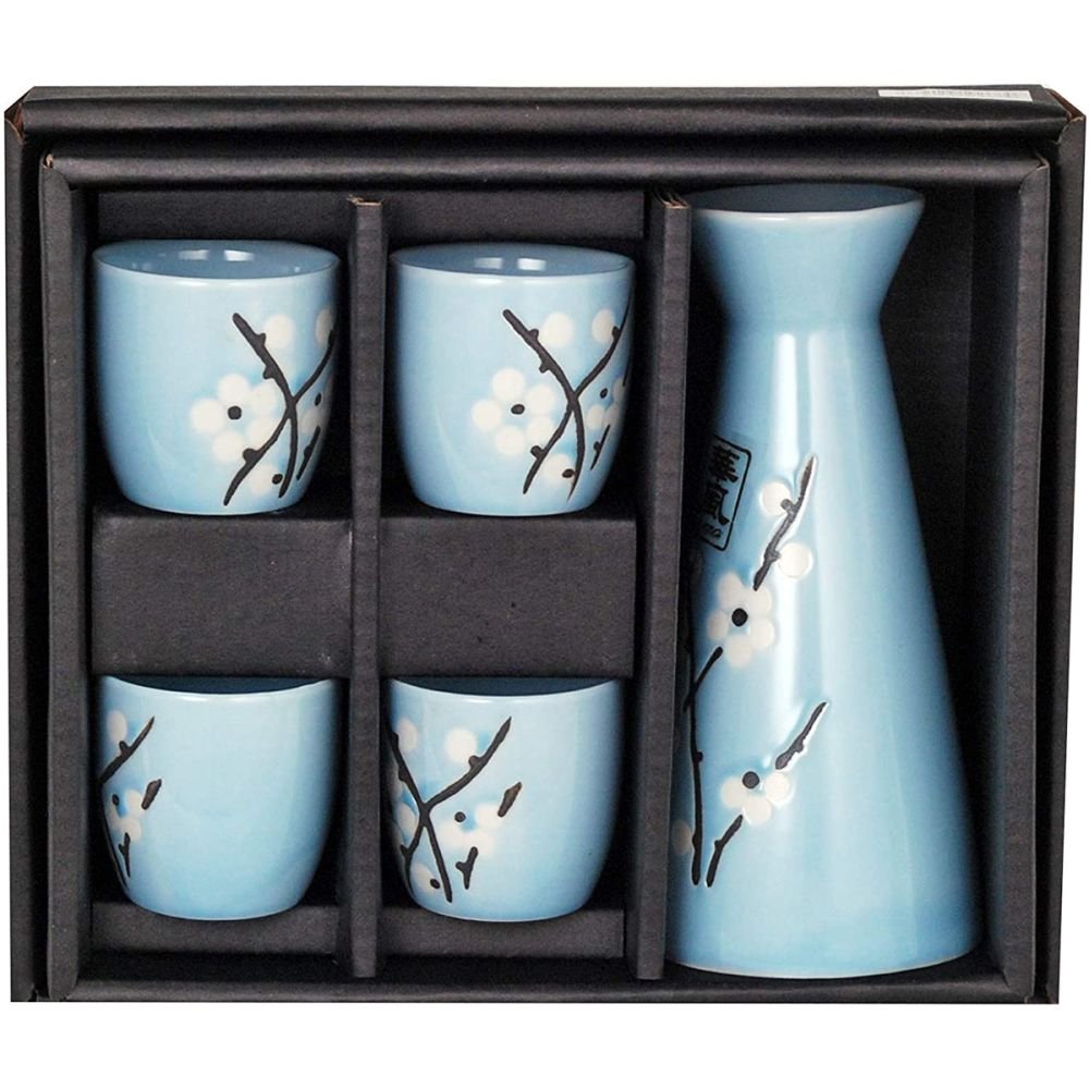 Fuji Merchandise 5-Piece Sake Gift Set | Cherry Blossom - Blue