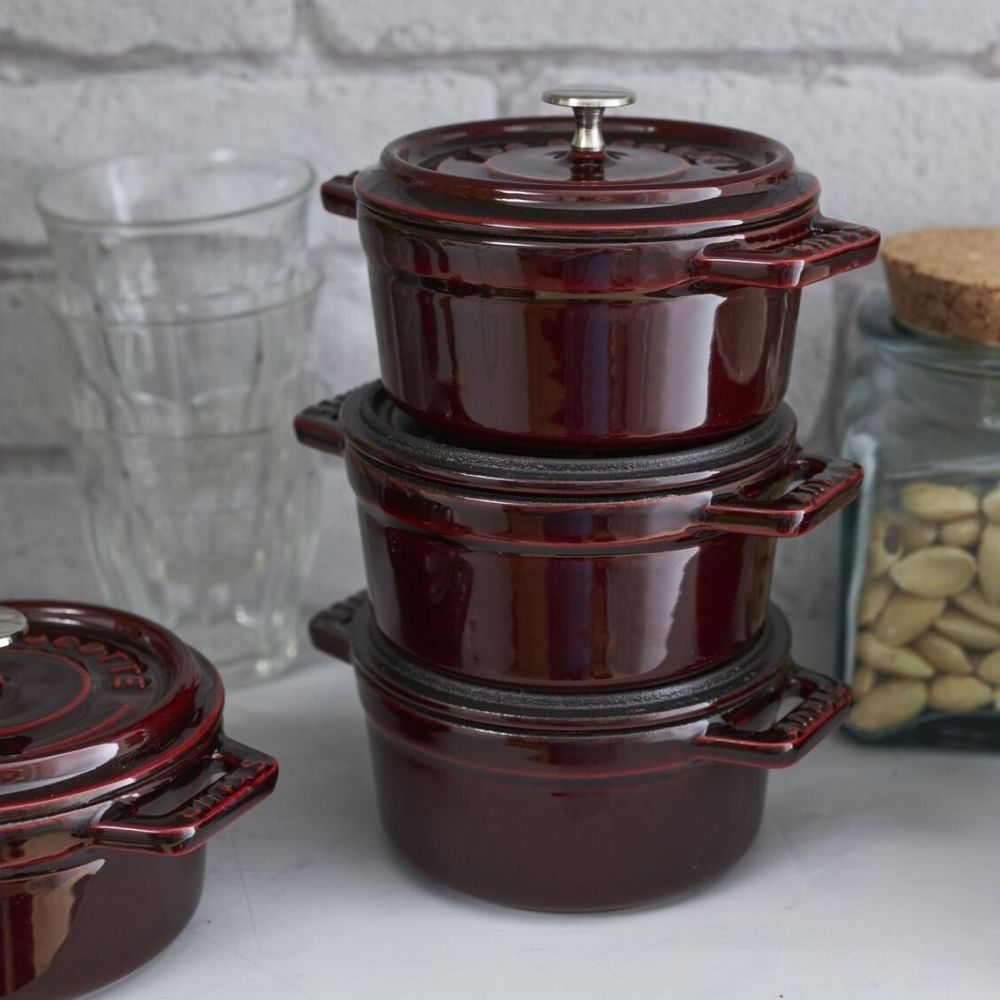8.5 oz Mini Round Dutch Oven (Grenadine) | Staub | Everything Kitchens