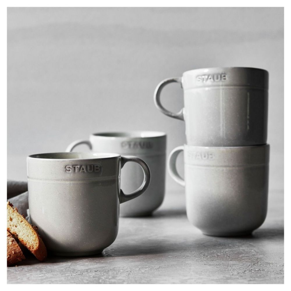 Staub Ceramic Dinnerware 4-pc 16 oz. Mug Set - White Truffle