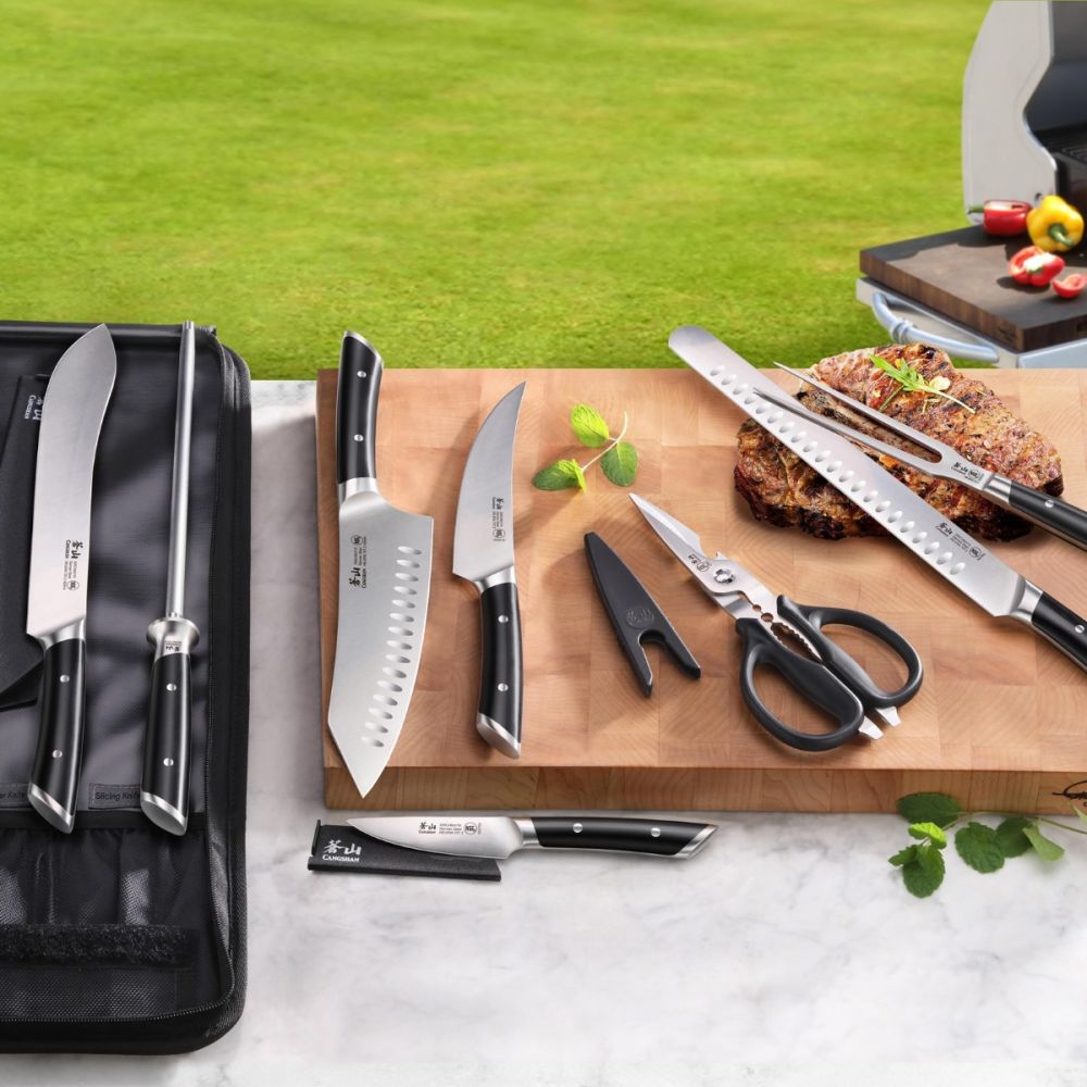 Cangshan Helena Black Series 9-Piece BBQ Knife Bag Set
