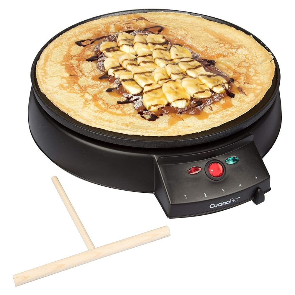 Electric Crepe Maker Machine with Non-stick Griddle Ideal for Pancakes Eggs  Tortillas & Lefse with