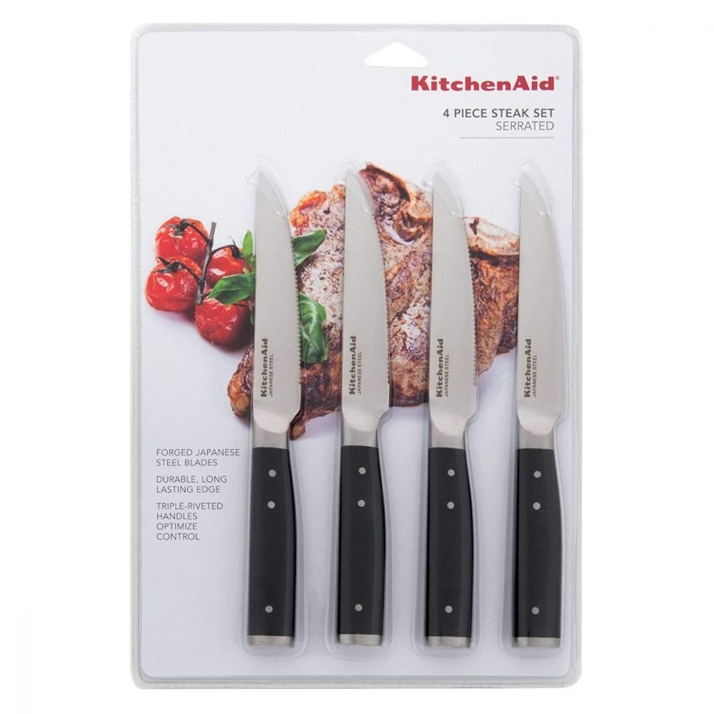 Gourmet Forged 4-Piece 4.5 Steak Knife Set, Serrated, KitchenAid
