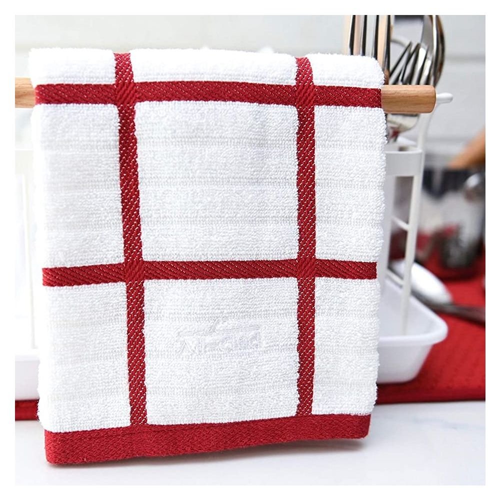 All-Clad Plaid Kitchen Towels in Chili (Set of 2), 2 Pack - Foods Co.
