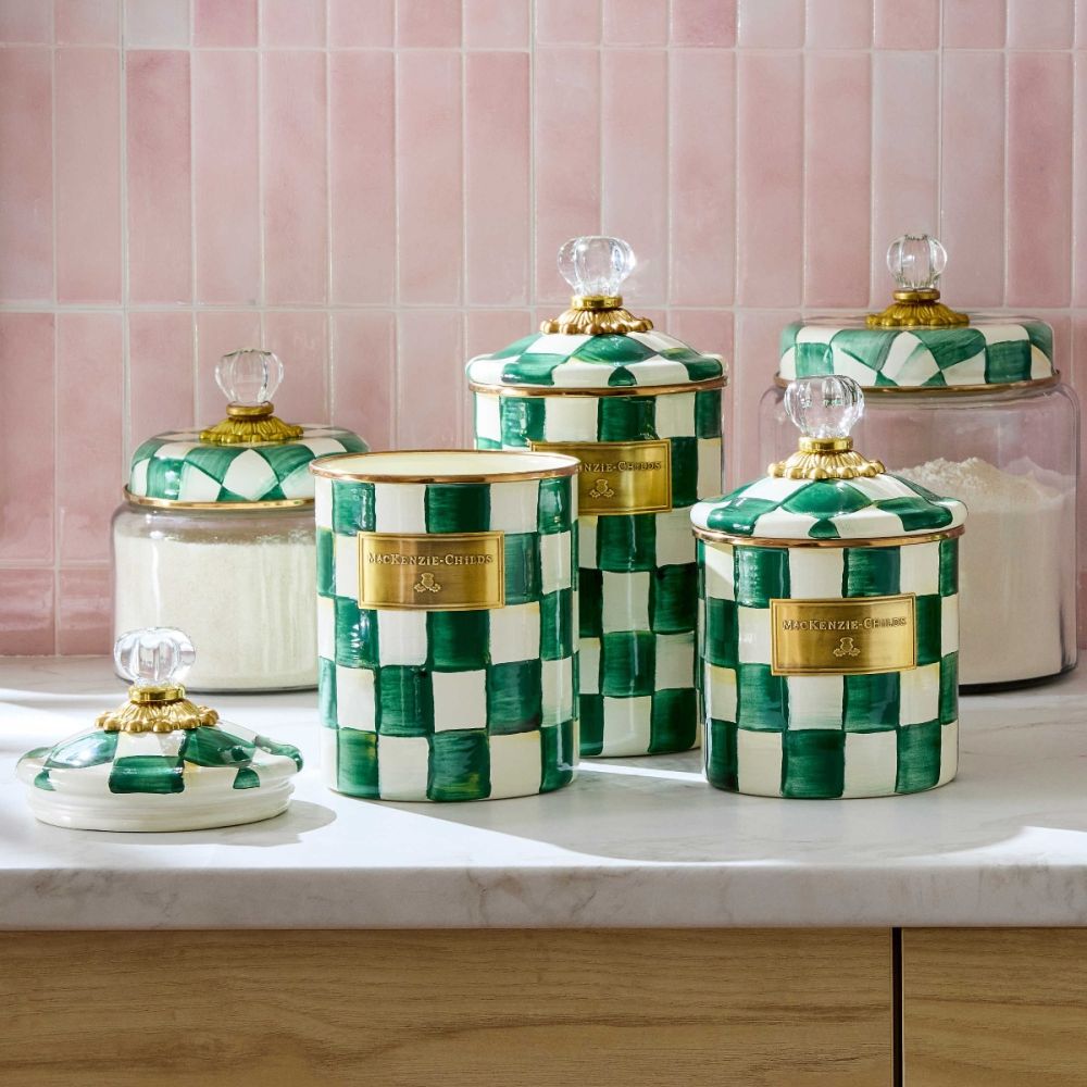 Emerald Check 2 Qt. Large Canister | MacKenzie-Childs | Everything
