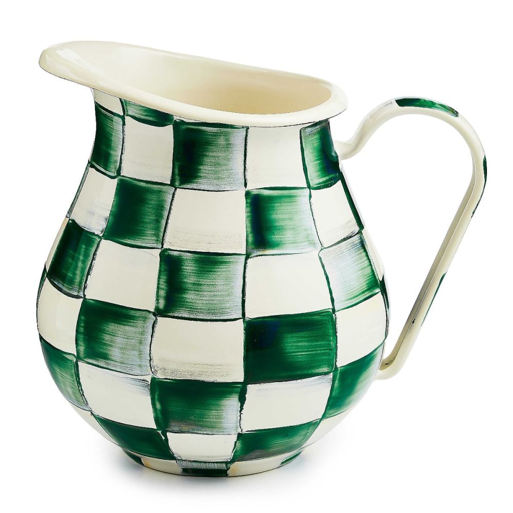 Emerald Check 3 Qt. Emerald Check Pitcher | MacKenzie-Childs