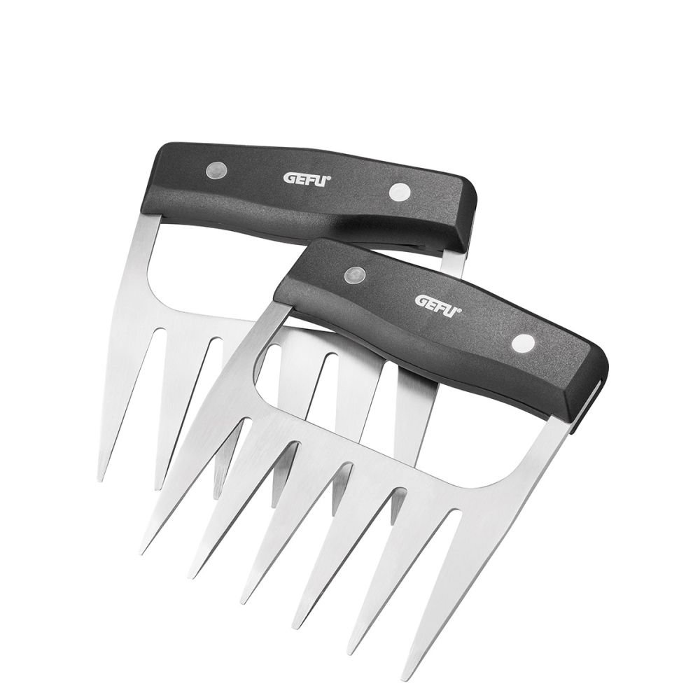 Stainless Steel Meat-Shredding Claws with Wooden Handle, Brown