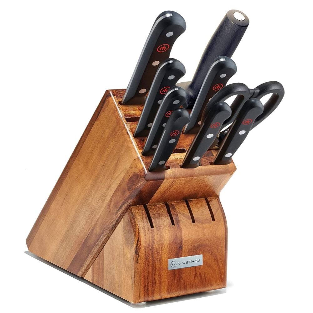 16-Piece Knife Set with Wooden Block Stainless Steel Versatile