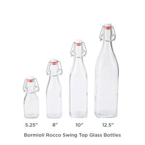 Bouteille "Swing" BORMIOLI ROCCO 1 Litre - Verre Transparent 4 Pans Avec Bouchon Mécanique à étrier - Lot De 20 Pièces
