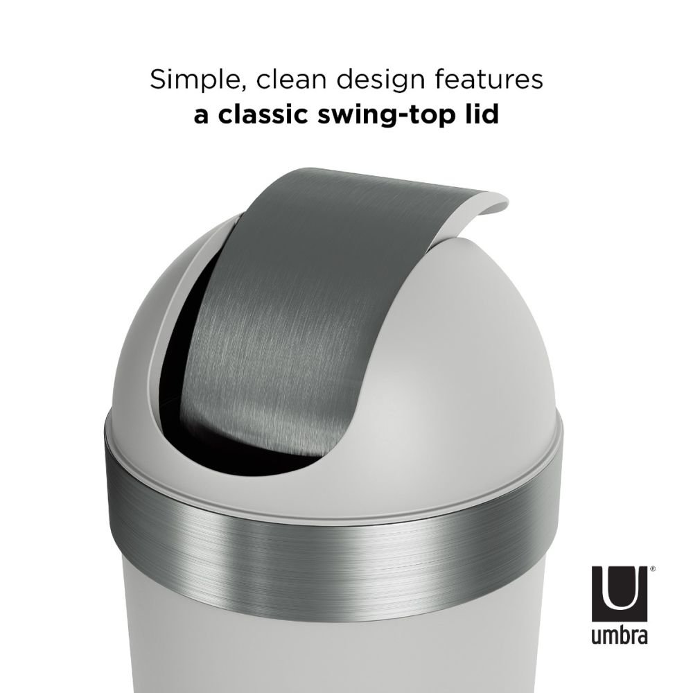 Umbra Venti Swing-Top 16.5-Gallon Kitchen Trash Large, 35-inch Tall Garbage  Can for Indoor, Outdoor or Commercial Use, Pewter Swing Top