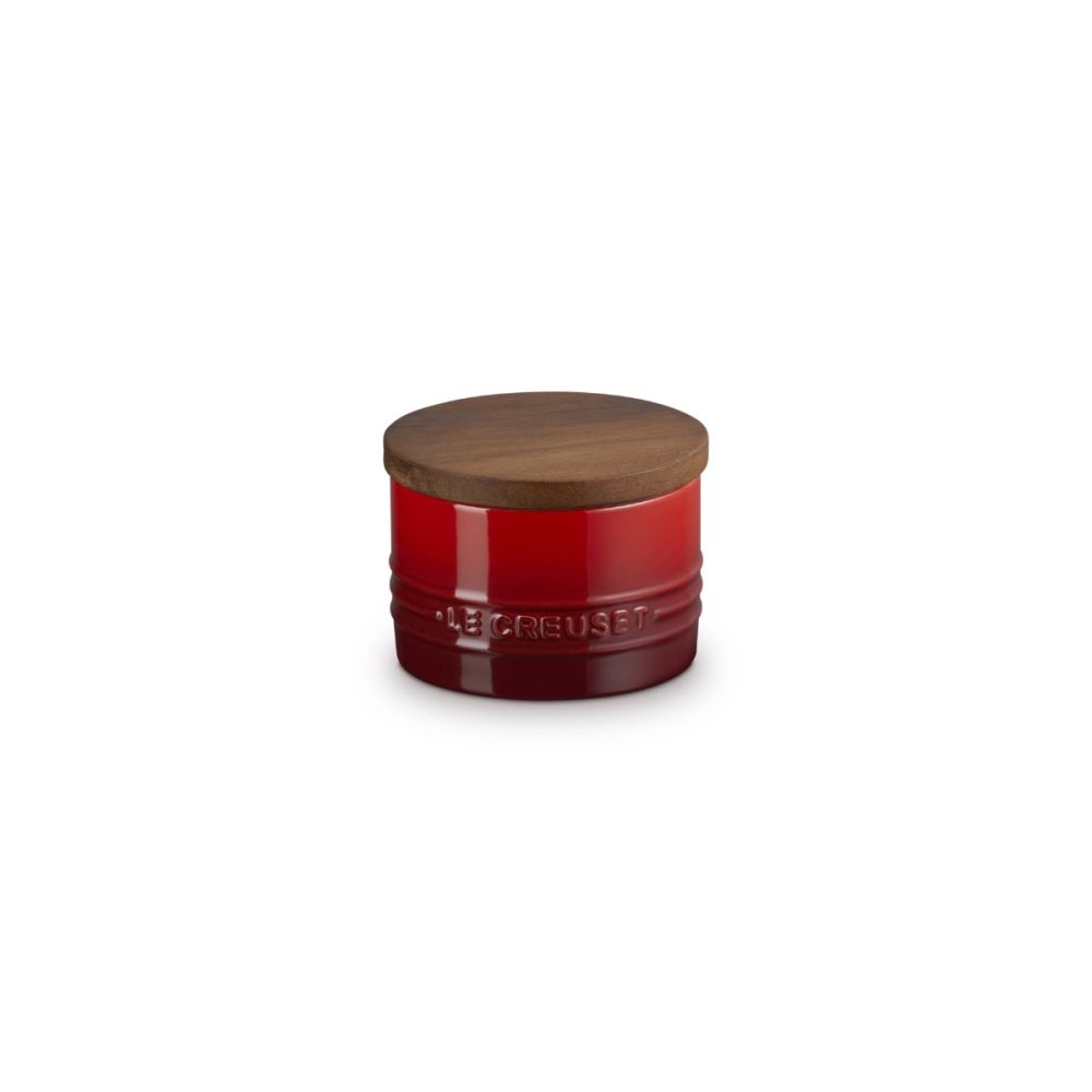 Signature 7oz Stoneware Salt Cellar with Wood Lid (Cerise) | Le