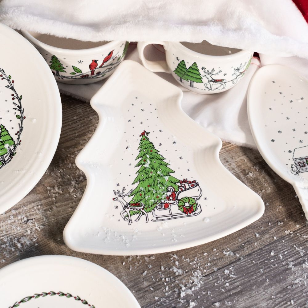 10 Tree Shaped Plate Christmas Whimsy White Fiesta Everything Kitchens