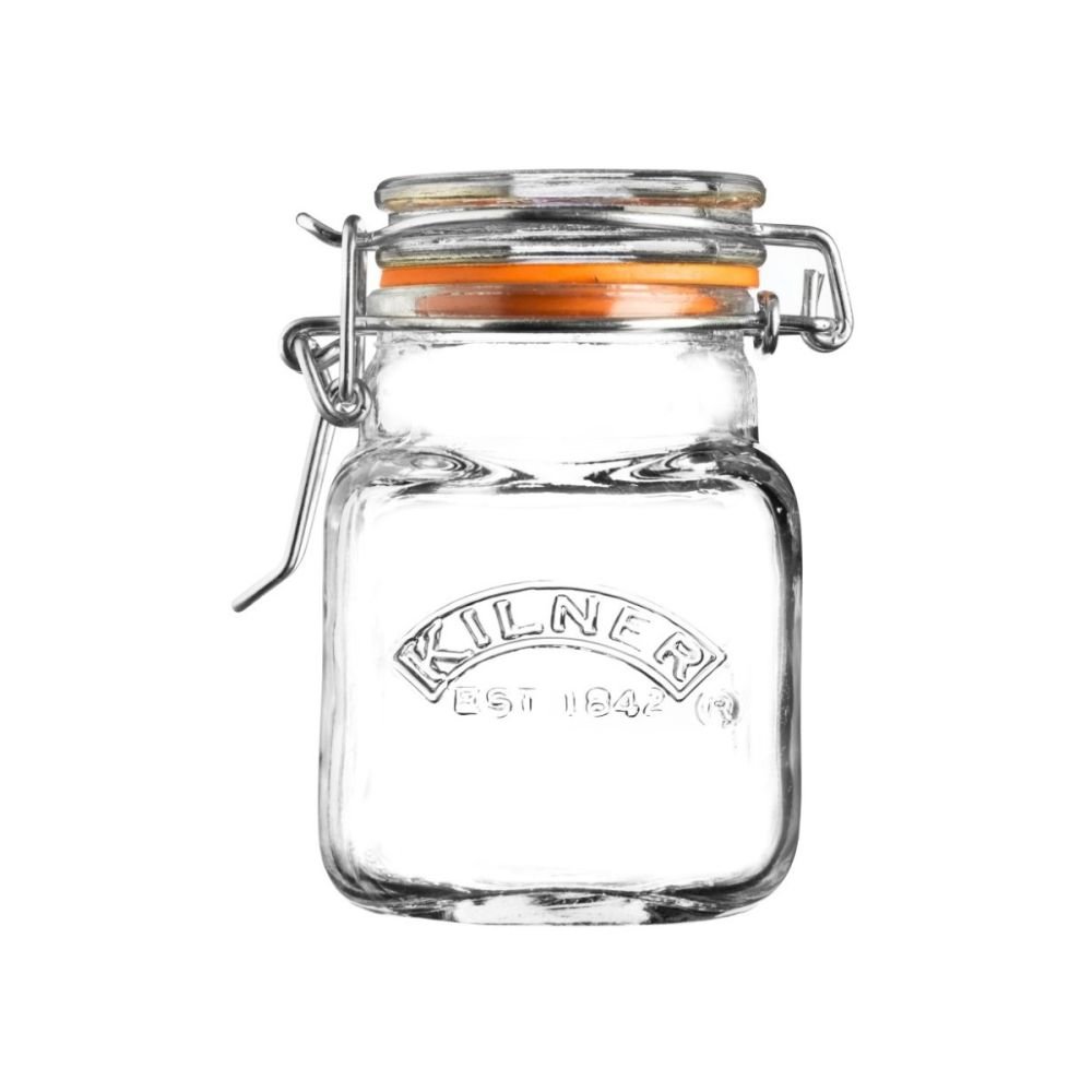 Kilner Glass Clip Top Square Spice Jar, Clear - 2 oz
