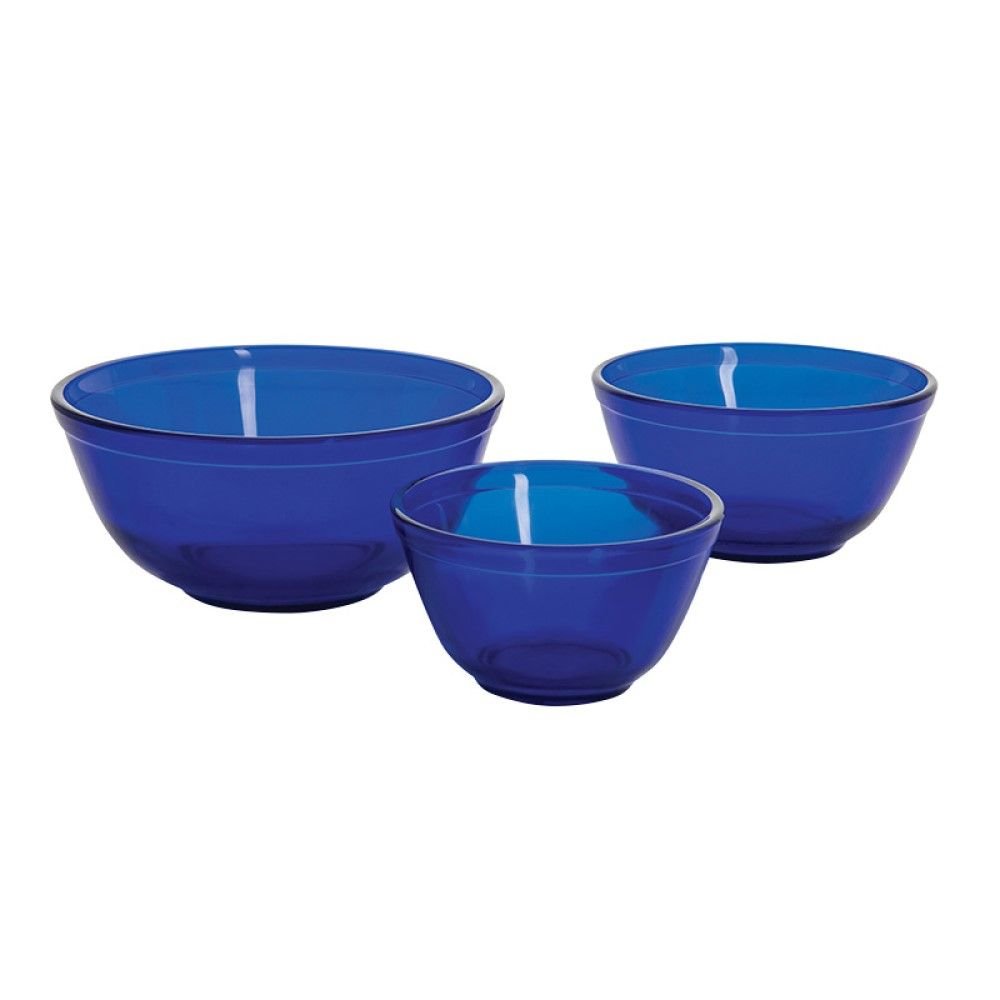 Mosser Glass Georgia Blue 3 Piece Mixing Bowl Set