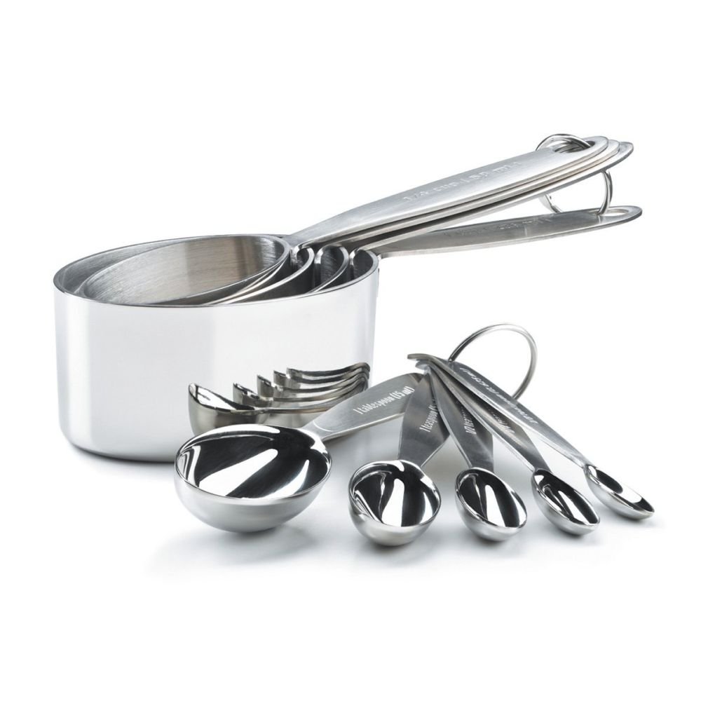 New ALL-CLAD Stainless Steel Standard Size 4 Piece Measuring Cups & 4  Spoons Set