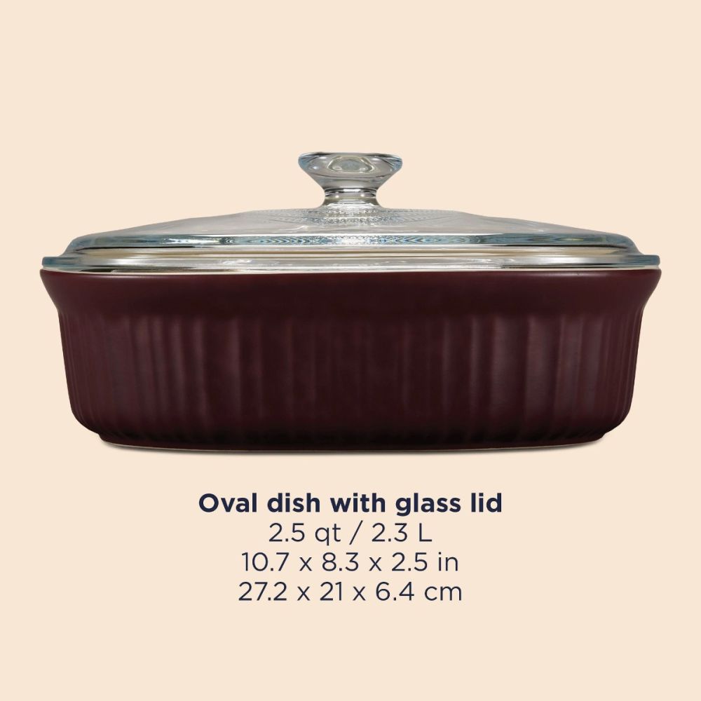 Corningware French Colors 2.5 Quart Oval Baking Dish Cabernet