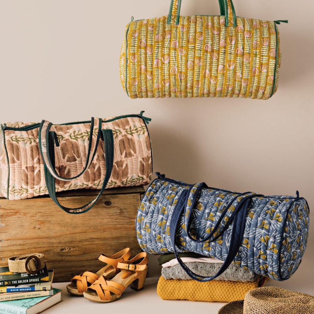Block Print Weekender Bag (Peregrine) | Danica Studio | Everything