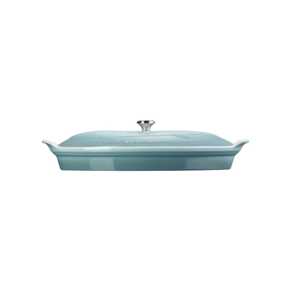 Heritage 1.7 Qt. Fish Baker with Gold Knob (Sea Salt) | Le Creuset