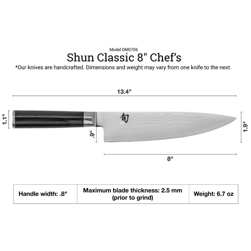 Shun Cutlery: 8-inch Chef's Knife/Cook's Knife
