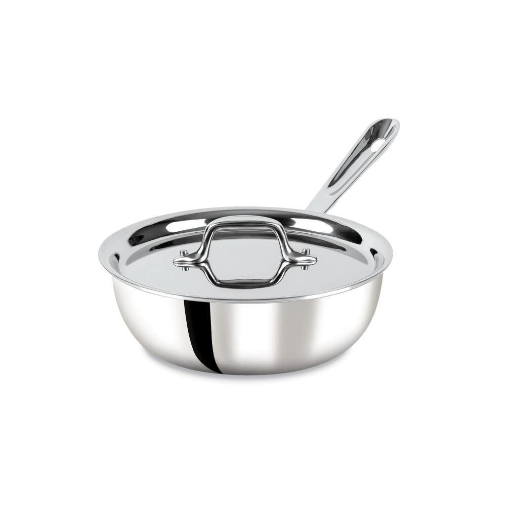All-Clad D3 Stainless 3-ply Bonded Cookware 2qt Saucier with Lid | 4212R - Thumbnail 4