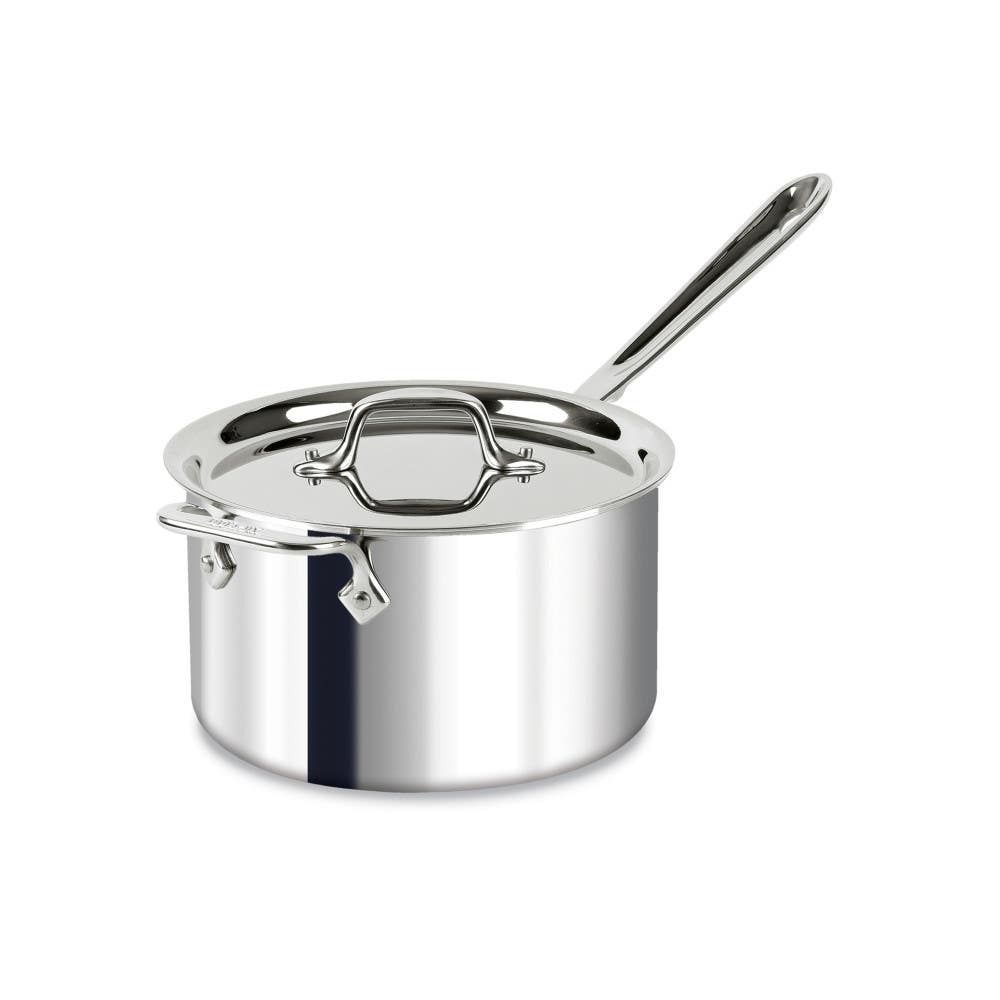 All-Clad D3 3-Ply Stainless Steel Sauce Pan with Lid 4 Quart - Thumbnail 2