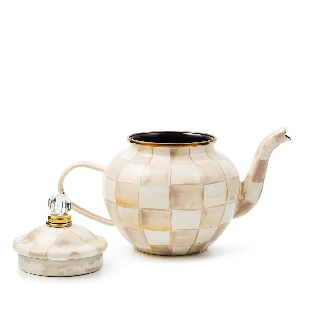Mocha Check 4-Cup Teapot | MacKenzie-Childs | Everything Kitchens