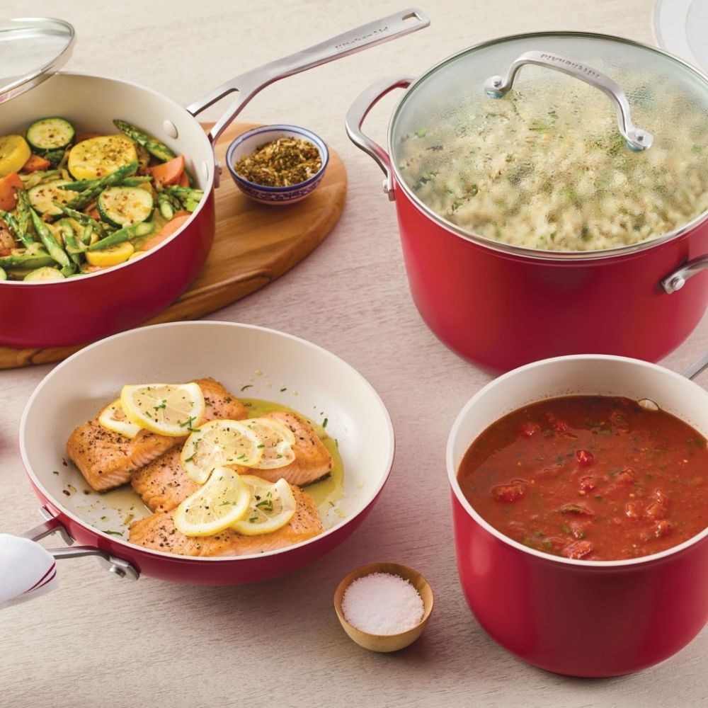 Hard Anodized Ceramic 3 Quart Covered Saucepan (Empire Red