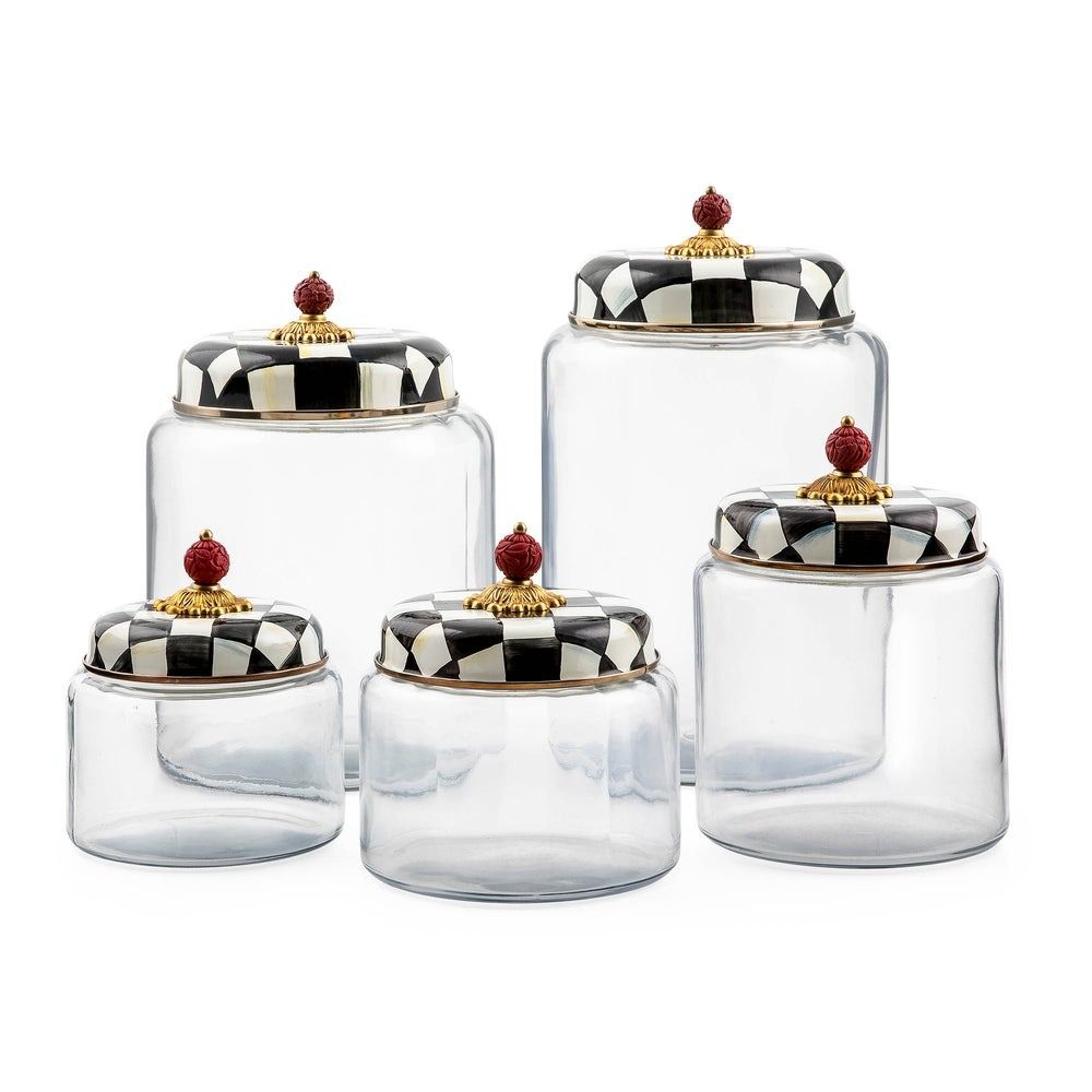 MACKENZiE-CHiLDS　チャイルズコート　キャニスター　小 Amazon.com: MACKENZIE-CHILDS Courtly Check Enamel Canister, Black