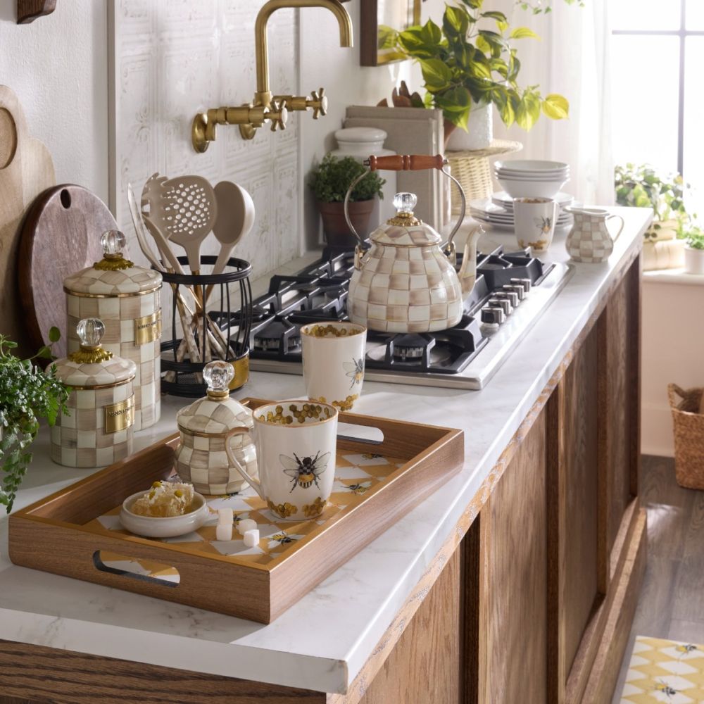 Mocha Check 3 Qt. Tea Kettle | MacKenzie-Childs | Everything Kitchens